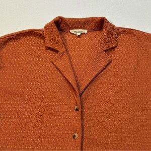 Madewell Rust Textured Button Front Top XS